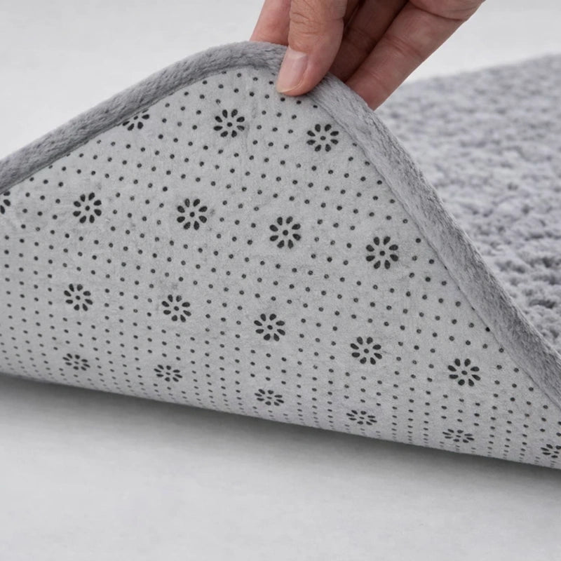 Petit tapis de bain ultra moelleux en marbre gris