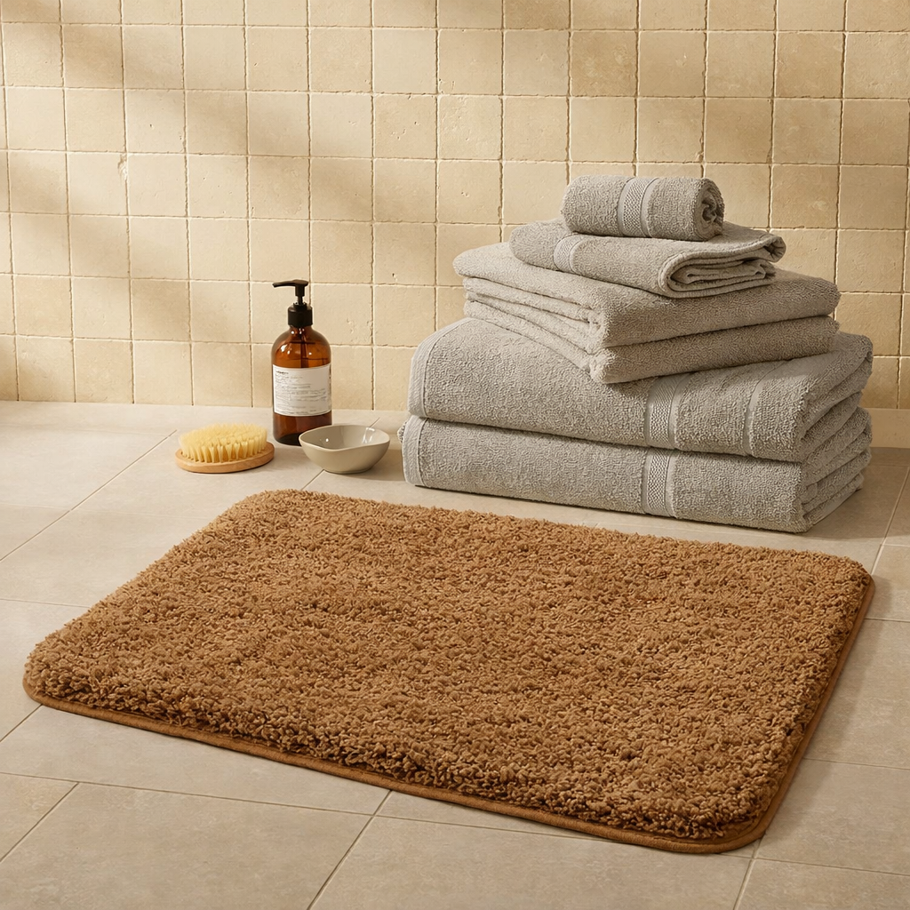 Tapis absorbant pour salle de bain marron