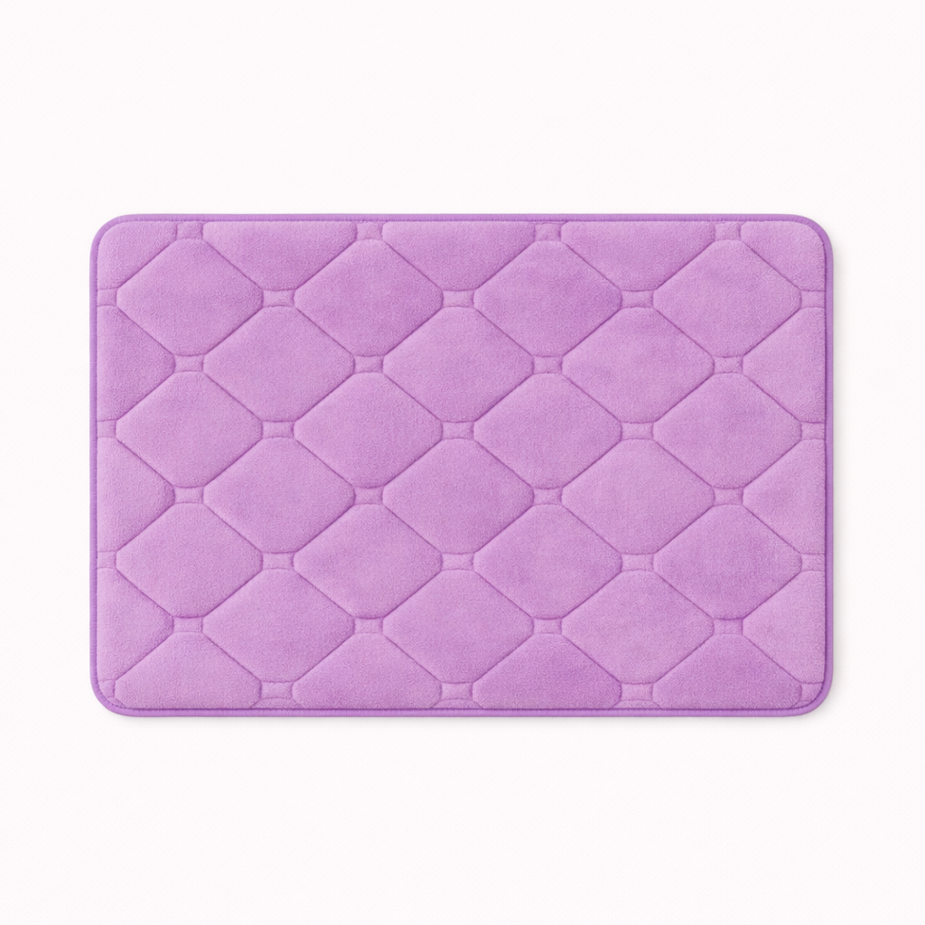 Tapis de bain à carreaux violet