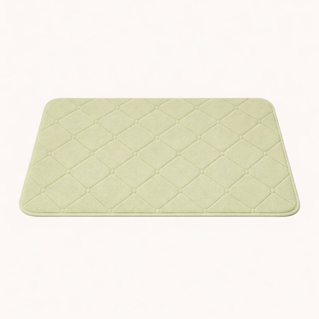 tapis de bain à carreaux vert pistache