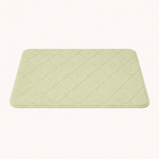 tapis de bain à carreaux vert pistache