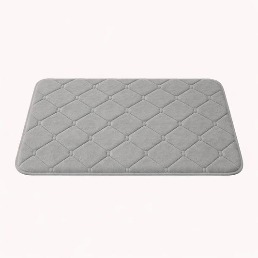 tapis de bain à carreaux gris