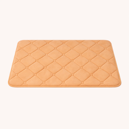 Tapis de bain à carreaux abricot