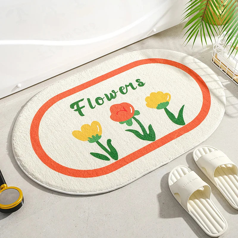Tapis de bain flowers orange