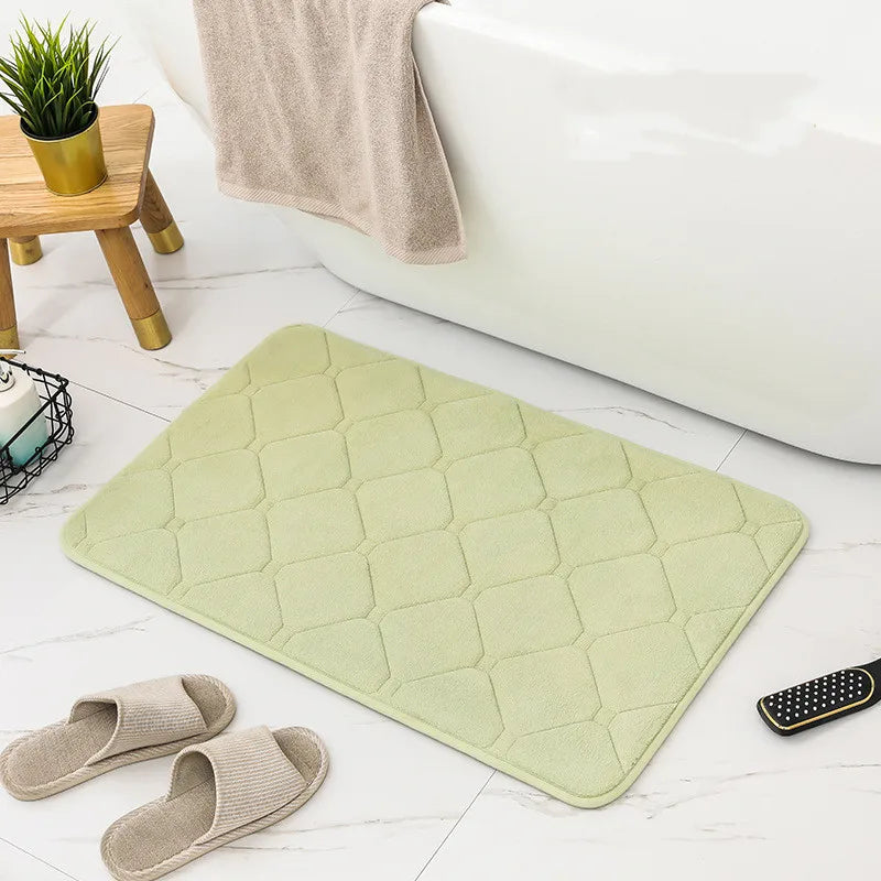 tapis de bain à carreaux vert pistache