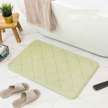 tapis de bain à carreaux vert pistache