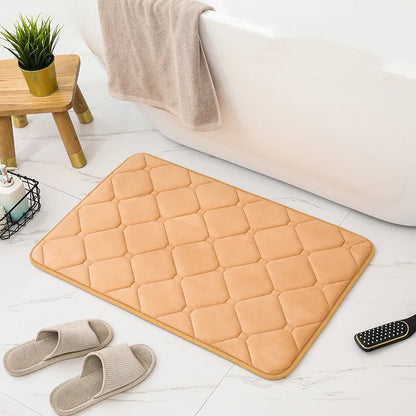 Tapis de bain à carreaux abricot