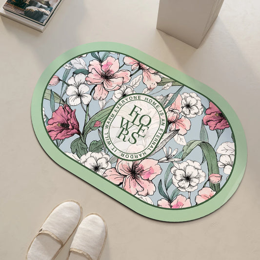 Tapis salle de bain rond flowers