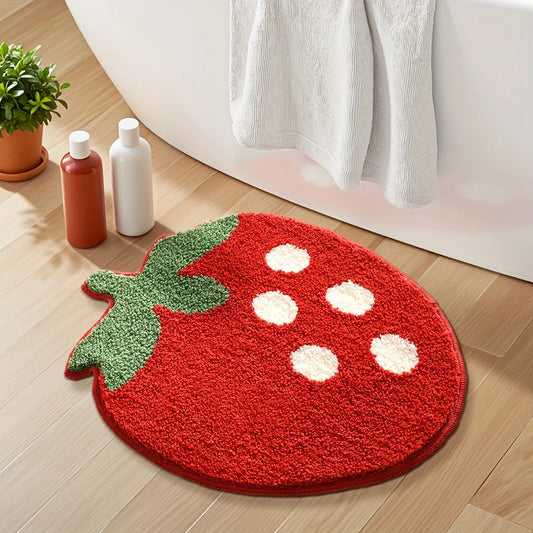 Tapis de bain rouge fraise