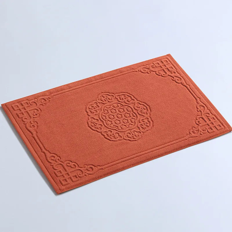 Tapis de bain en coton style contemporain orange