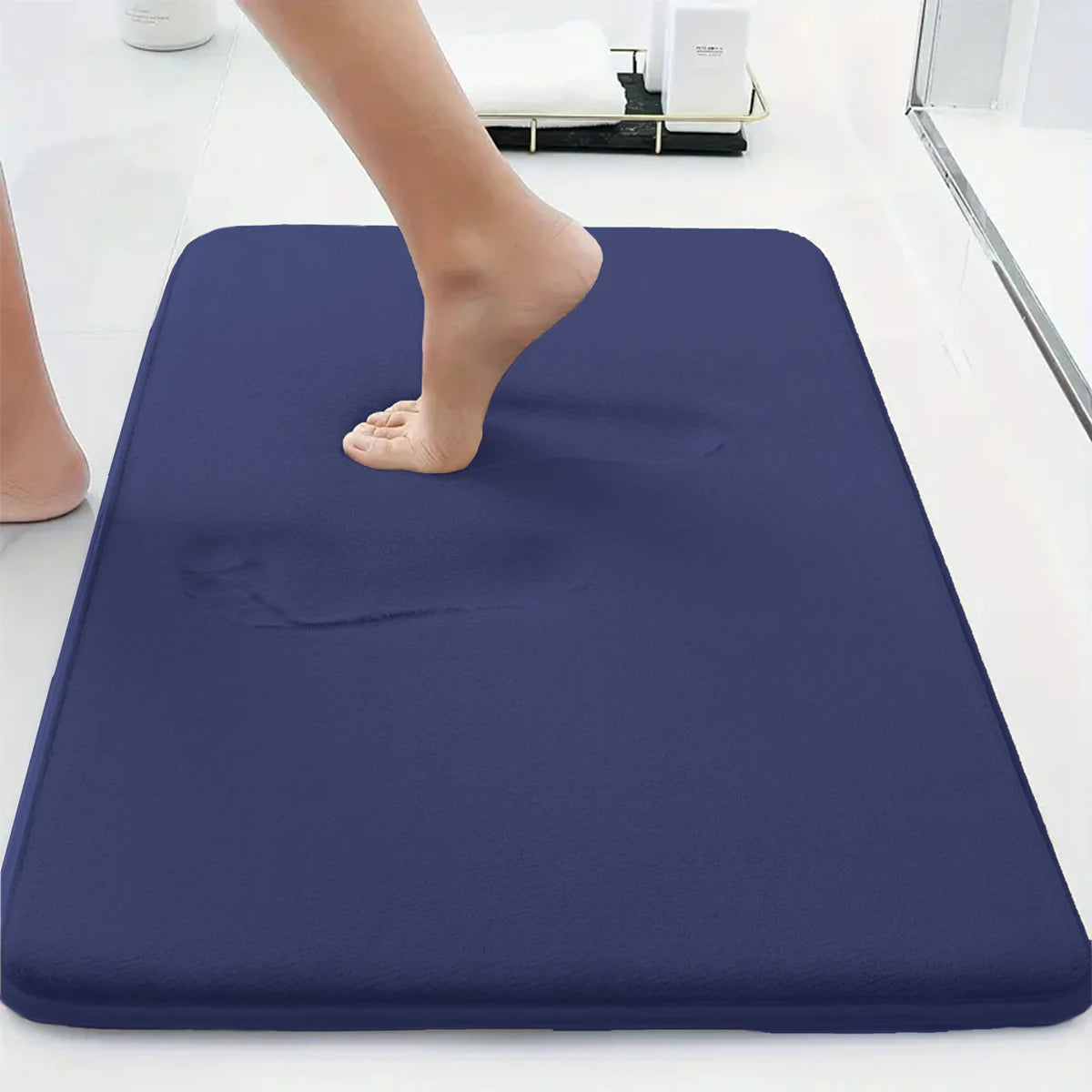 Tapis de douche absorbant bleu