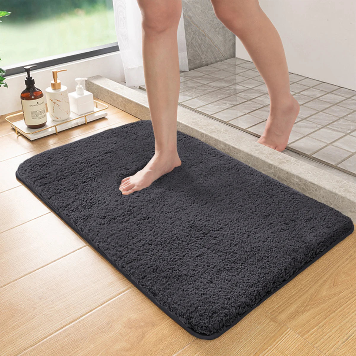 Tapis de douche antidérapant gris