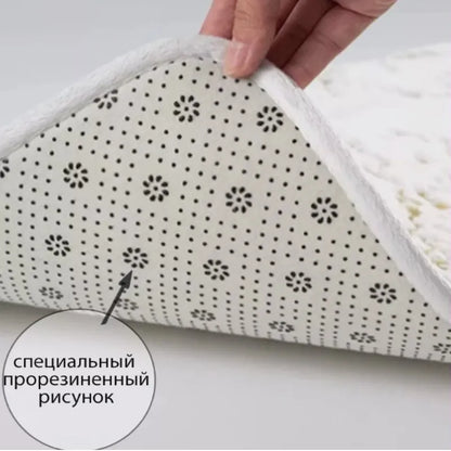 petit tapis de bain ultra moelleux en marbre beige