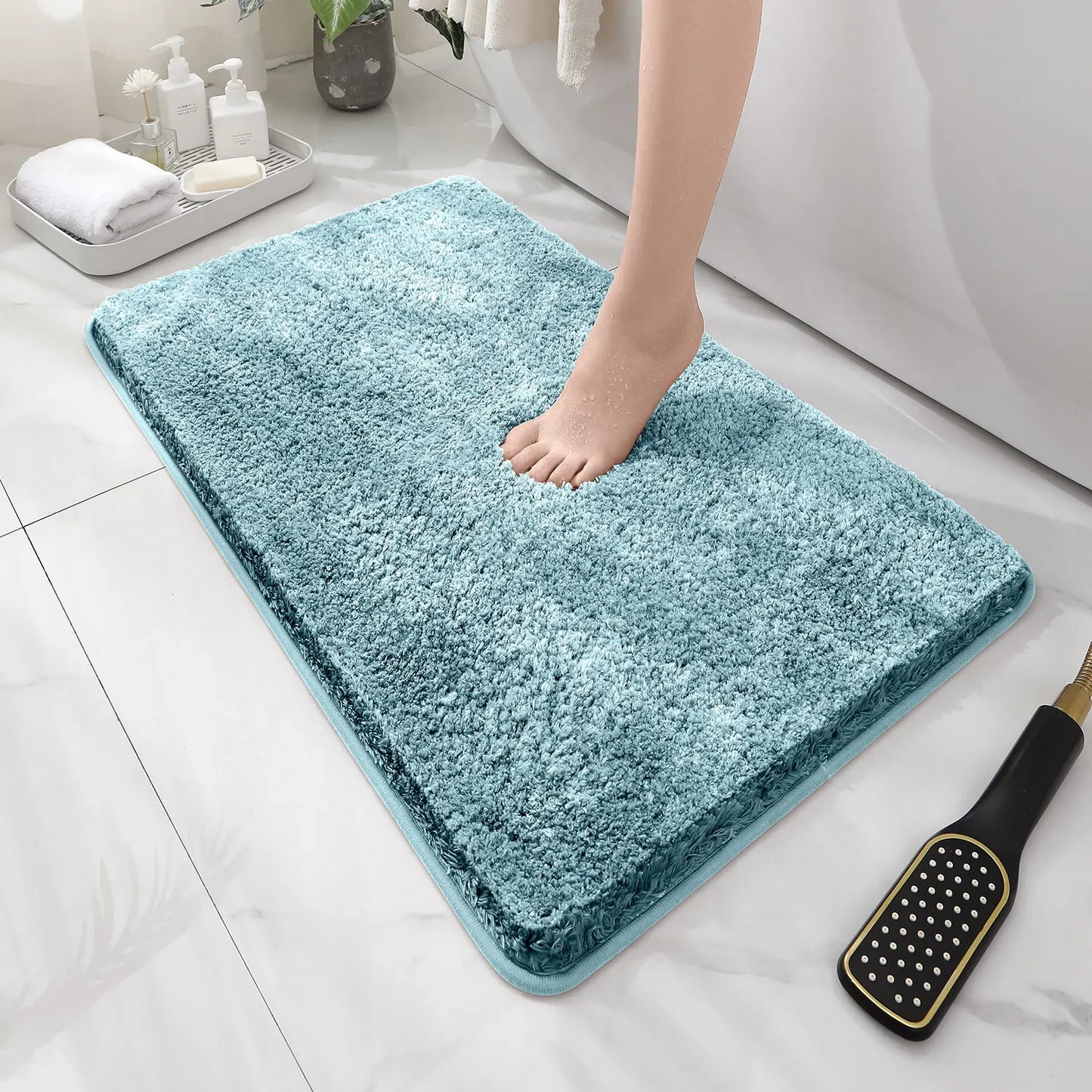 Tapis de baignoire bleu clair