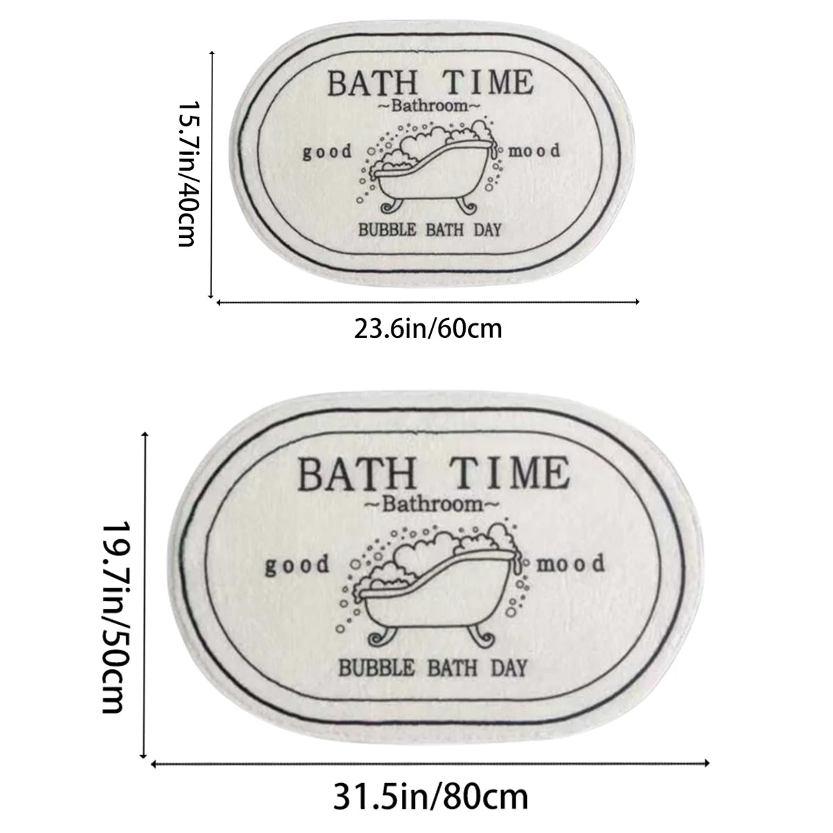 Tapis de bain en forme ovale blanc