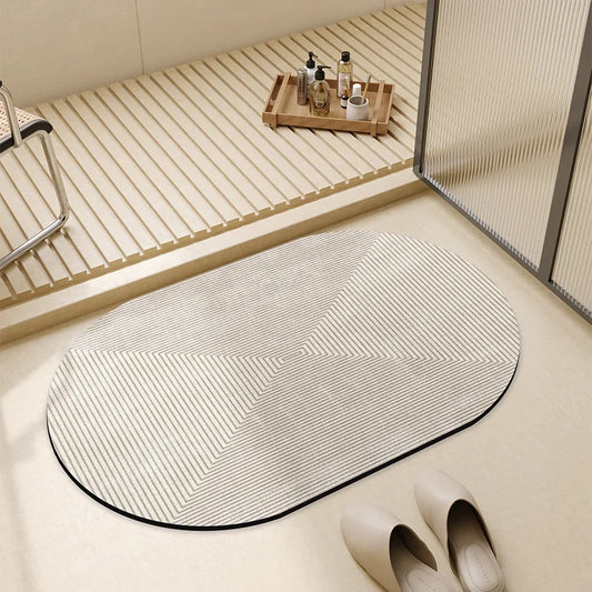 Tapis de bain antidérapant arrondi beige clair