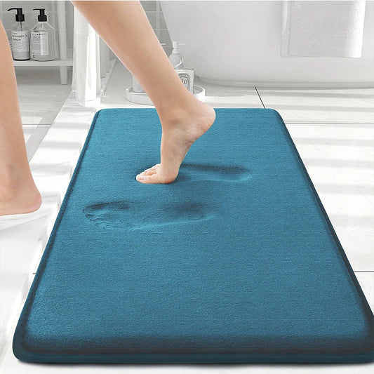 Tapis de bain bleu canard