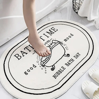 Tapis de bain en forme ovale blanc