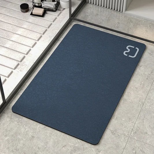 Tapis de bain antidérapant absorbant bleu