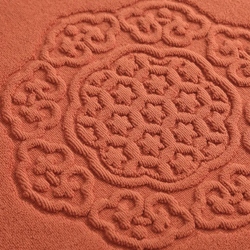 Tapis de bain en coton style contemporain orange