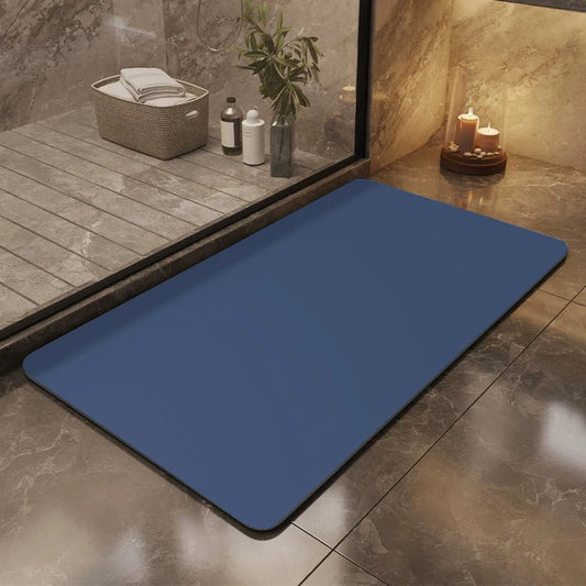 Tapis de bain absorbant anti-glisse bleu