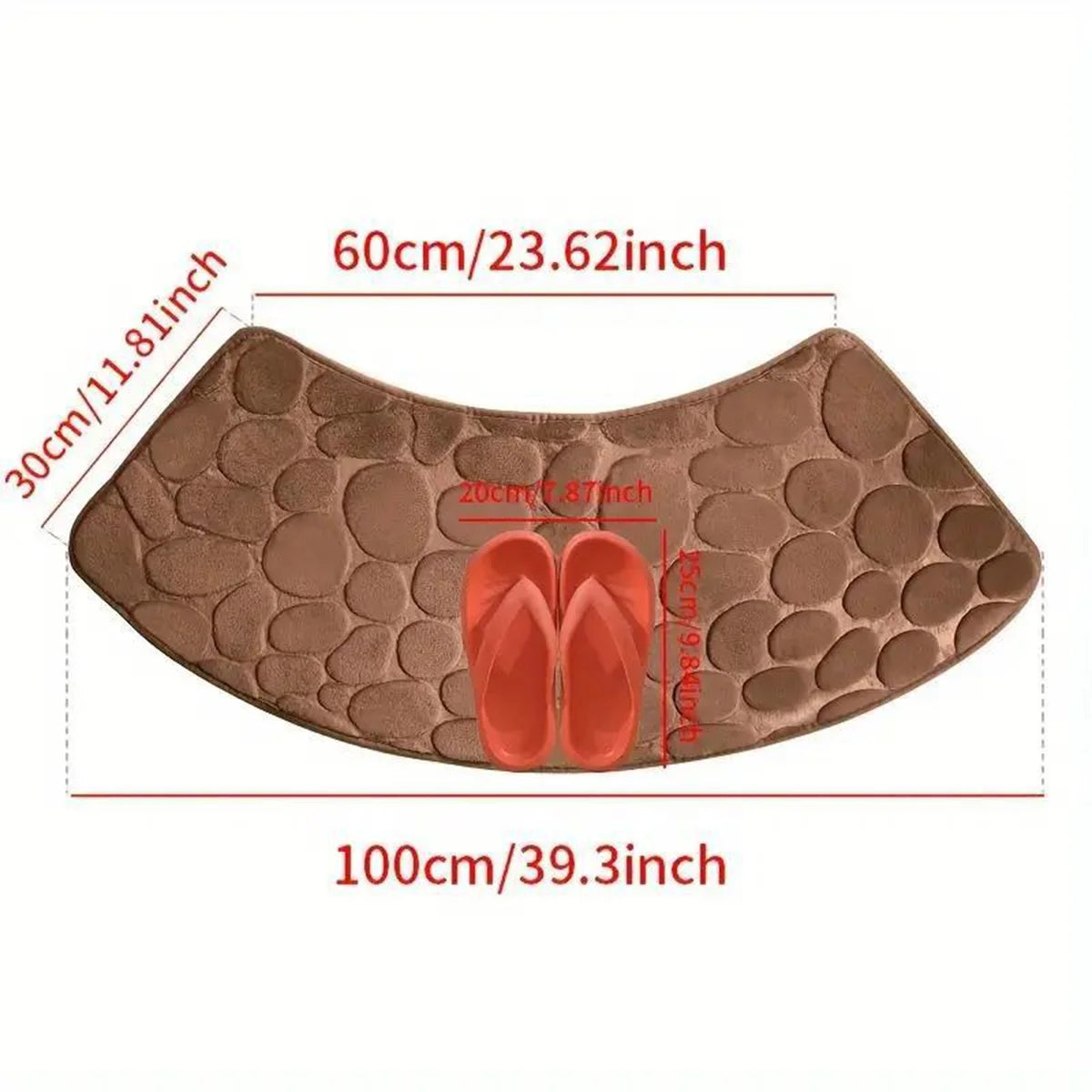 Tapis de bain incurvé en galet bleu