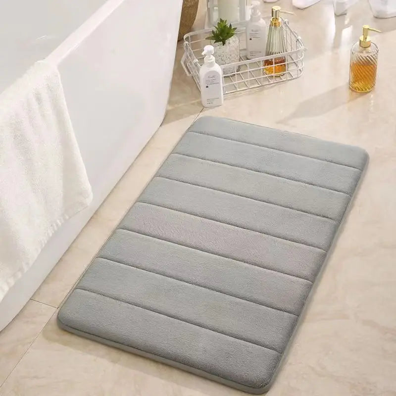 tapis de bain avec rayure gris