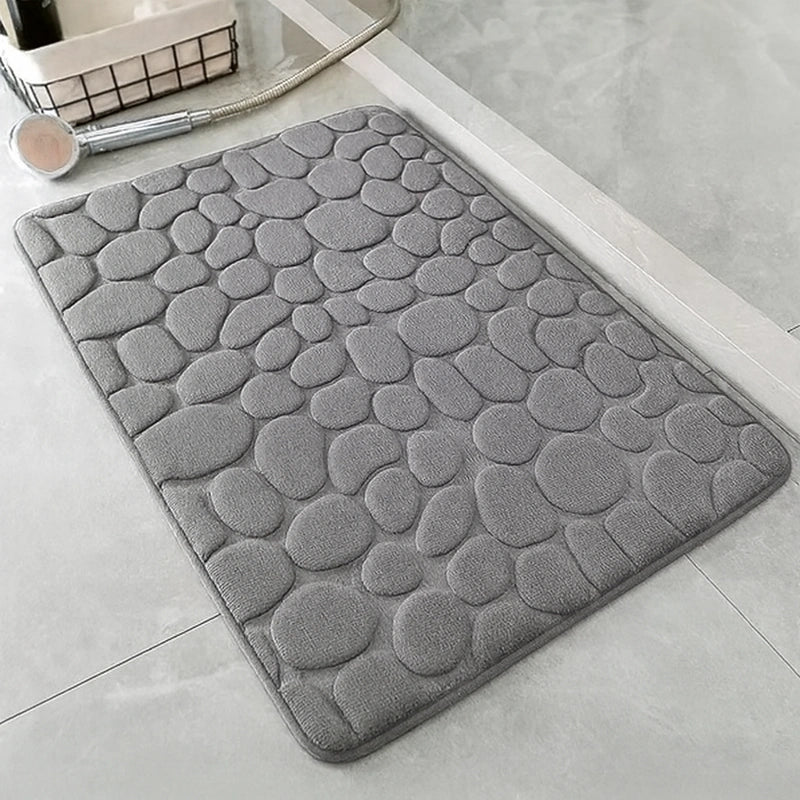 Tapis de bain en galet gris
