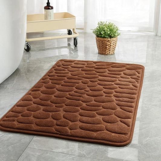 Tapis de bain en galet marron
