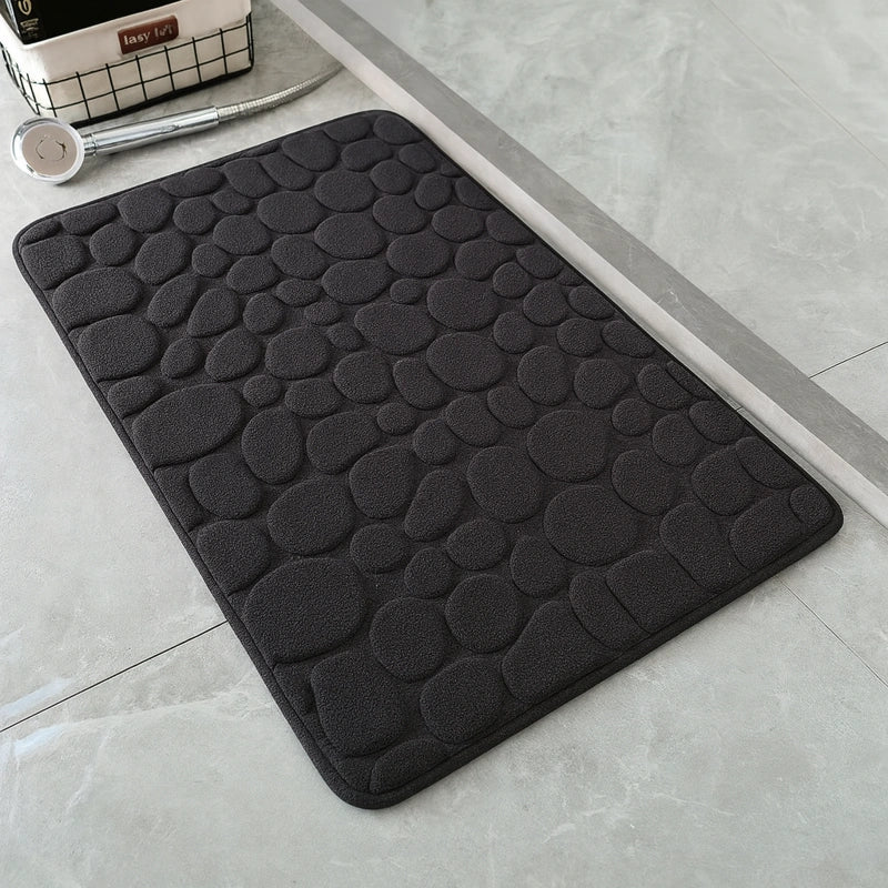 Tapis de bain en galet noir