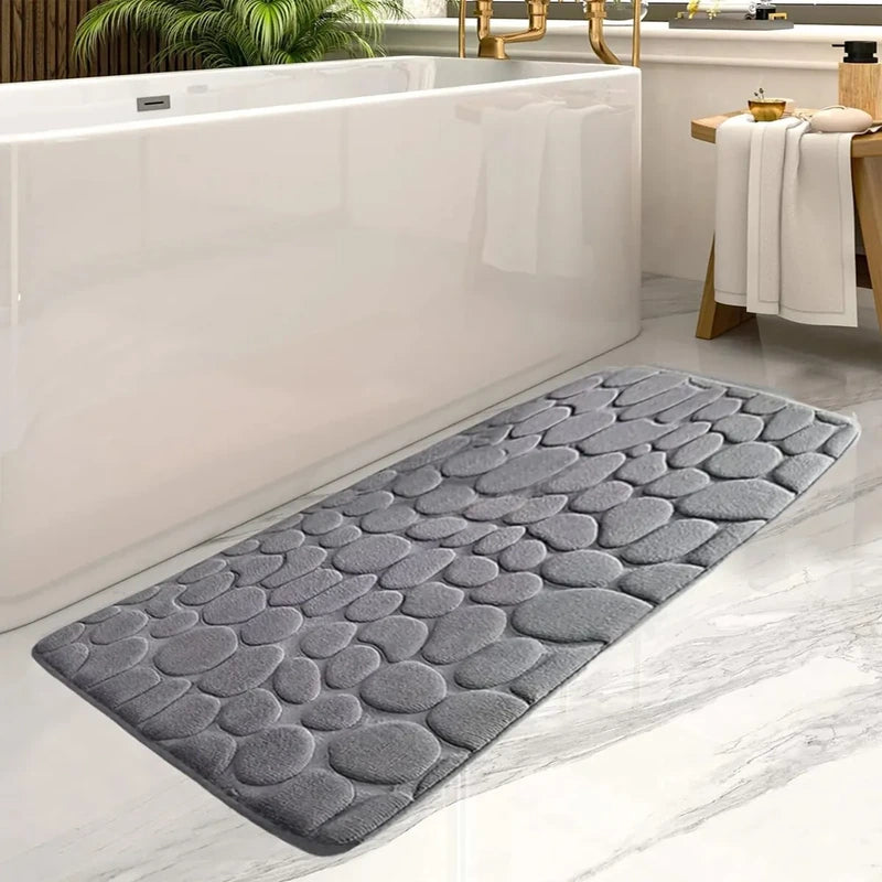 tapis de bain long en diatomite gris