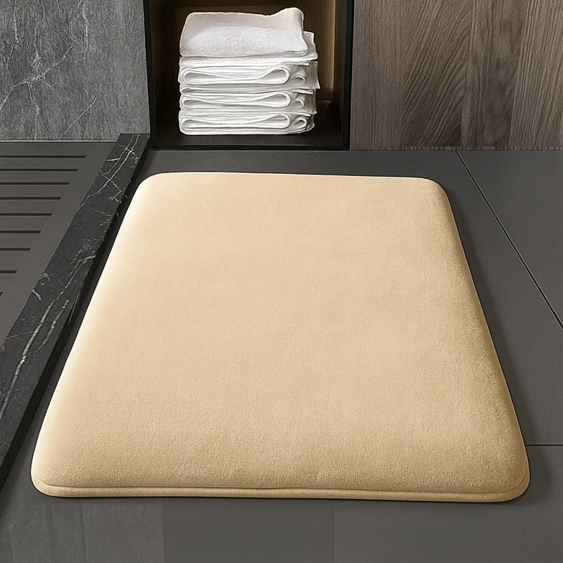 Tapis de bain moelleux beige