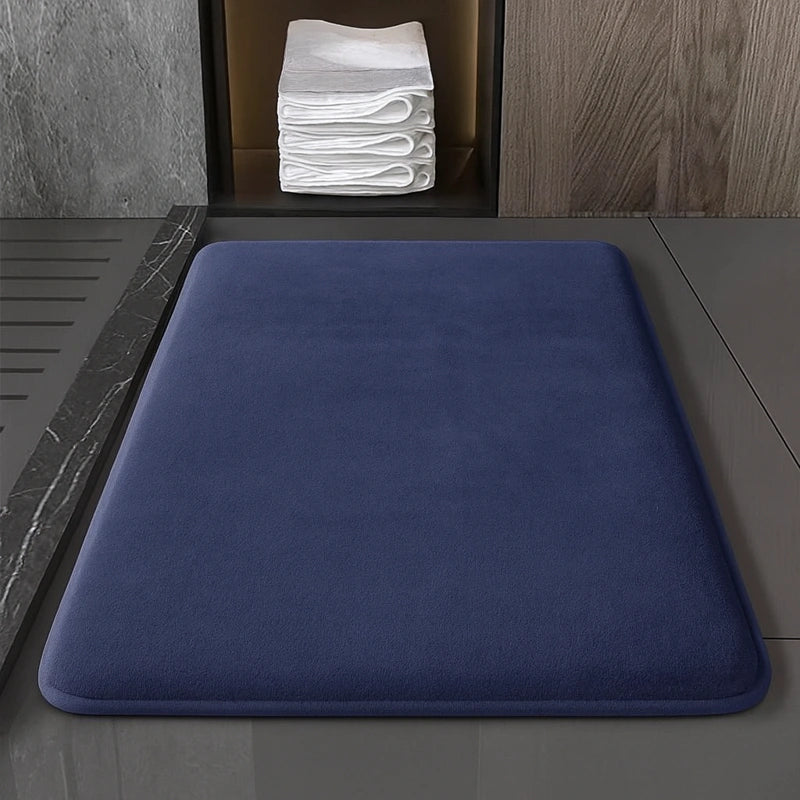 Tapis de bain moelleux bleu