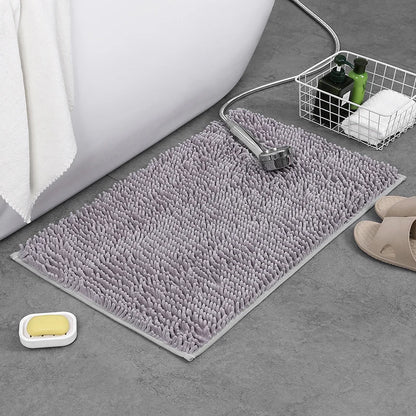 tapis de bain modele chenille couleur gris