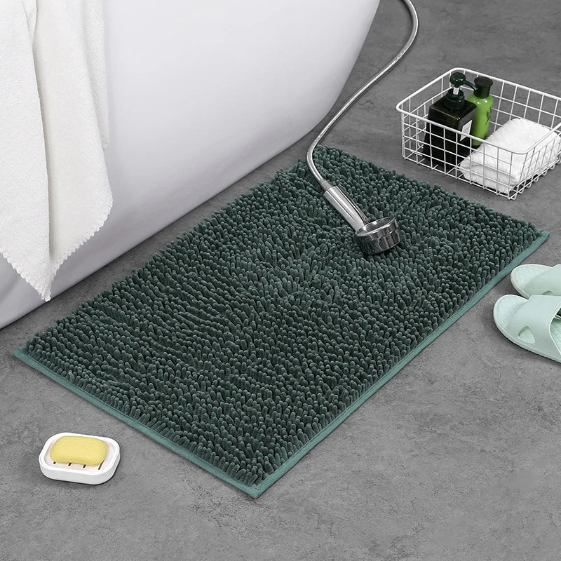 tapis de bain motif chenille couleur vert