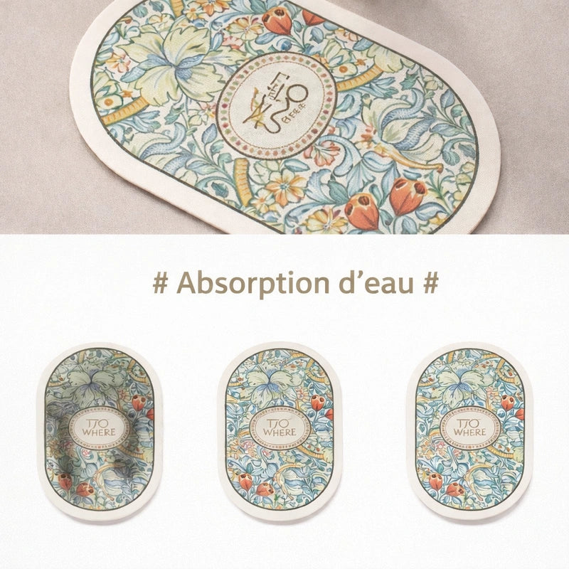 Tapis salle de bain rond floral garden