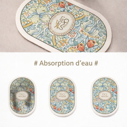 Tapis salle de bain rond floral garden