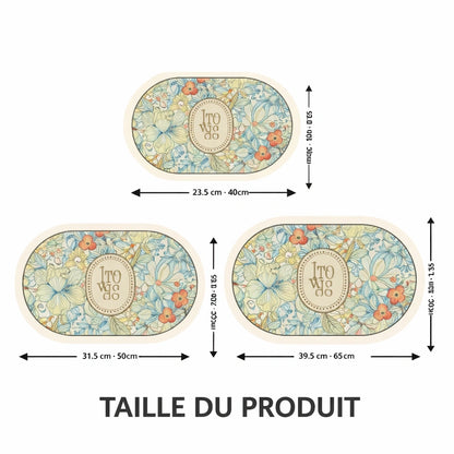Tapis salle de bain rond floral garden