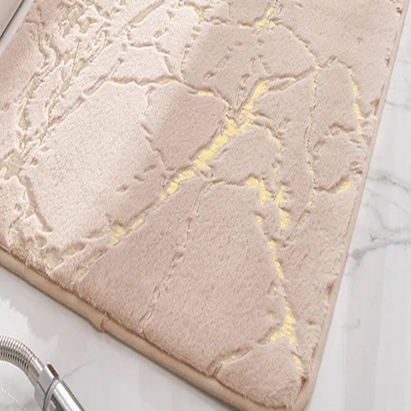 Petit tapis de bain ultra moelleux en marbre beige
