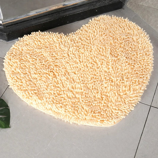 Tapis de bain jaune coeur moelleux