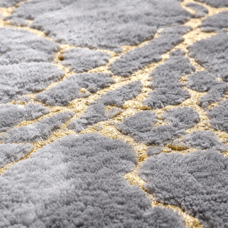 Petit tapis de bain ultra moelleux en marbre gris