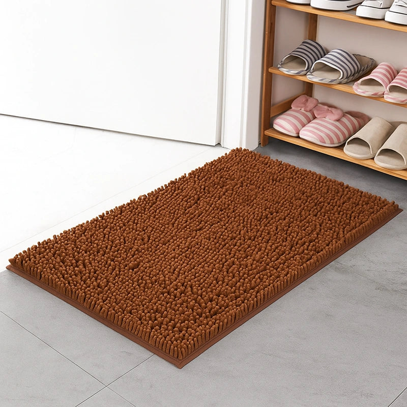 tapis chenille antiderapant marron