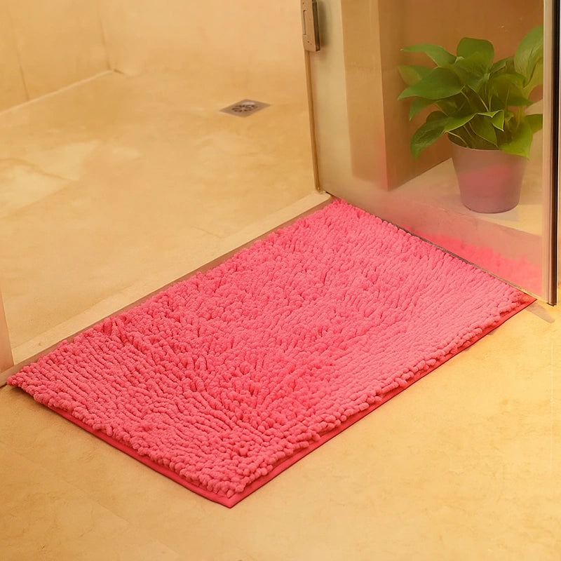 tapis chenille rose foncé antiderapant