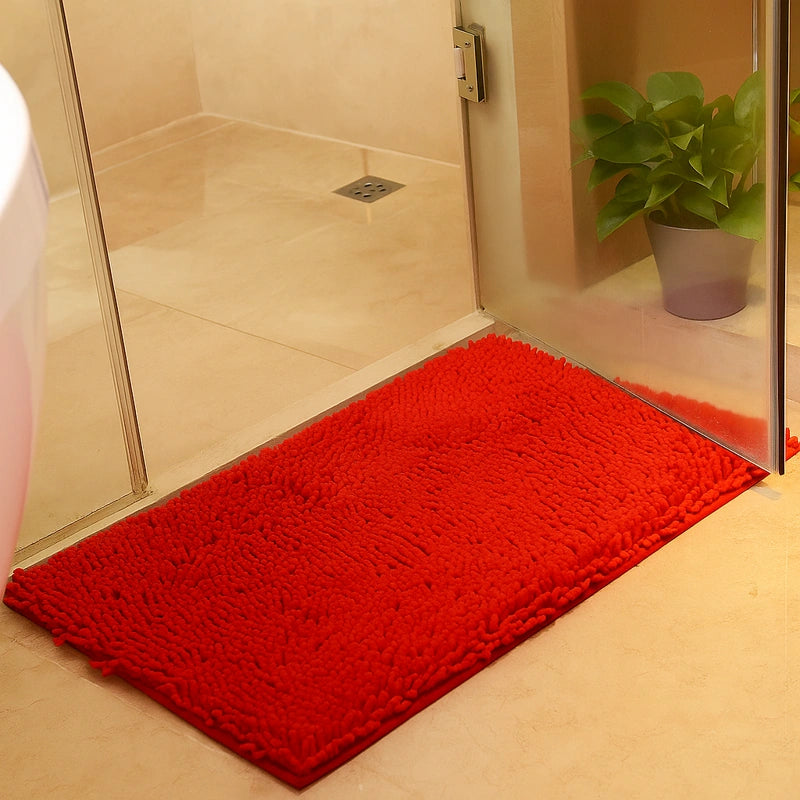 tapis de douche chenille rouge