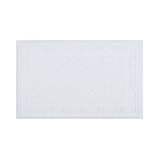 Tapis de bain en coton à carreaux blanc