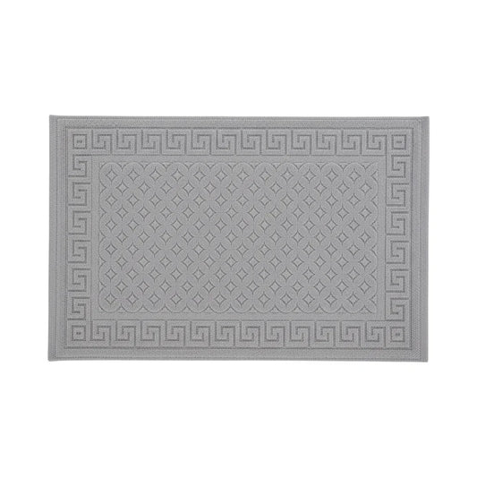 Tapis de bain en coton à carreaux gris