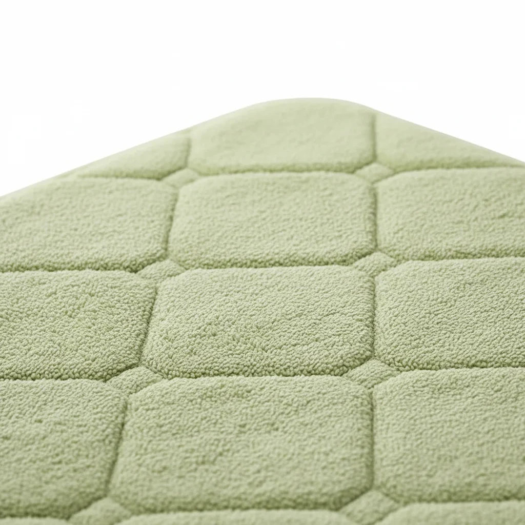 Tapis de bain à carreaux vert pistache