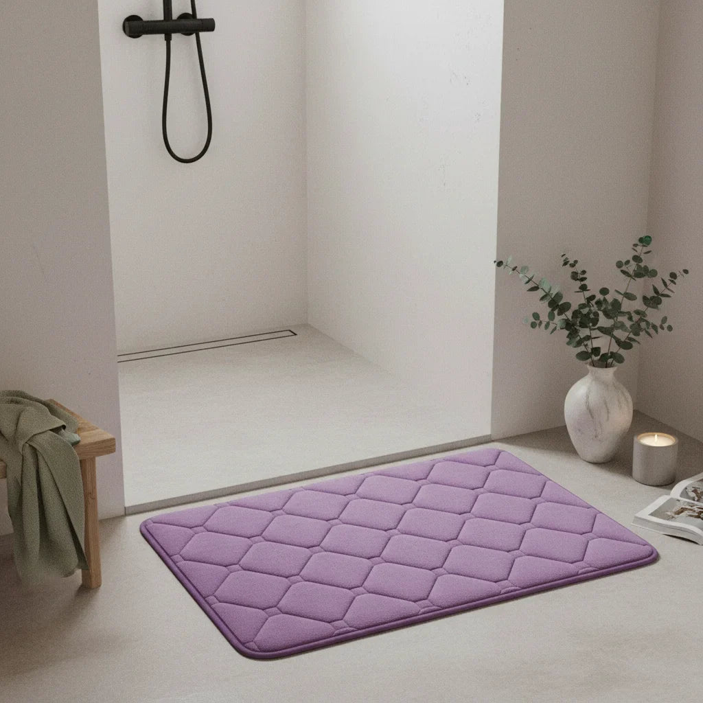 Tapis de bain à carreaux violet
