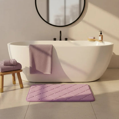 Tapis de bain à carreaux violet