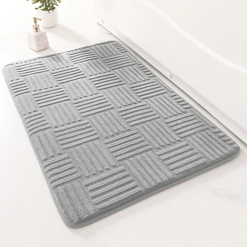 tapis de bain moderne gris avec petit carre